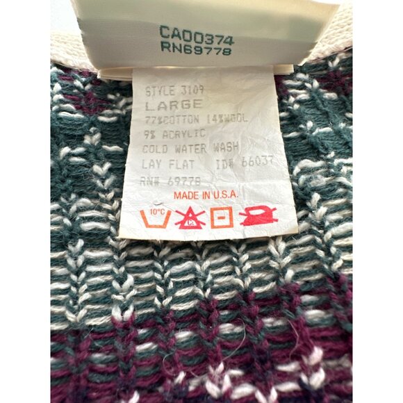 Northern Reflections Heart Cardigan Nordic Fair Isle Sweater Cotton Wool Large - Picture 9 of 9